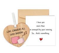 TheGiffter Carte d'anniversaire pour lui et elle avec plaque en forme de cœur en bois, carte de Saint-Valentin amusante avec enveloppe, carte Galentines pour femme, mari