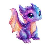 TheGiffter Puzzles en Bois, 15+ Dragon Scintillant Animaux Wooden Puzzle Adulte, Puzzle Forme Animaux avec Boîte-Cadeau en Bois (300 pcs)