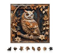 TheGiffter Puzzles en Bois, Chouette au Crépuscule Wooden Puzzle Adulte, 15+ Puzzle Forme Animaux avec Boîte-Cadeau en Bois (295 pcs)
