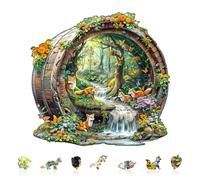 TheGiffter Puzzles en Bois, Renard Joyeux Wooden Puzzle Adulte, 15+ Puzzle Forme Animaux avec Boîte-Cadeau en Bois (255 pcs)