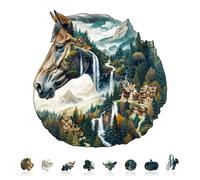TheGiffter Puzzles en Bois, Rivière et Cheval Puzzle Adulte, 15+ Puzzle Forme Animaux avec Boîte-Cadeau en Bois (260 pcs)