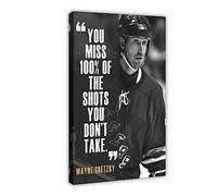 THEGIS Impression sur toile Wayne Gretzky Hockey sur glace - Décoration murale pour salon, chambre à coucher - Style cadre - 50 x 75 cm