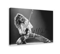 THEGIS Poster sur toile avec autographe de guitariste Eddie Van Halen - Décoration de chambre à coucher - Paysage sportif - Décoration de bureau - Cadre cadeau - 40 x 60 cm