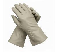 TheGloveHut Gants en cuir souple véritable entièrement doublés pour femme, crème, Large7.5"
