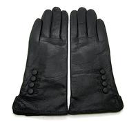TheGloveHut Gants en cuir souple véritable entièrement doublés pour femme, Noir , M (18 cm)