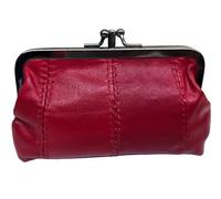 TheGloveHut Sac à main en cuir véritable super doux de qualité pour femme avec clip sur le dessus, double poche, Rouge, Taille unique, sac à main à clip