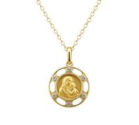 TheHolyArt Virgin Mary Openwork Medallion with Zircons Necklace, Sterling Silver 925 Orthodox Icon Pendant with Chain, Byzantine Christian Jewelry Gift