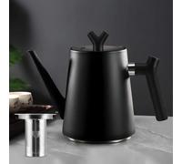 Théière 1,5L Inox Noire Double Paroi Isolée Infuseur Thé Café Herbes