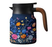 Théière à motif floral vintage avec infuseur intégré en acier inoxydable amovible pour thé en vrac, rétention de la chaleur durable de 6 à 12 heures (K, 800 ml)