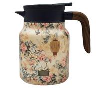 Théière à motif floral vintage avec infuseur intégré en acier inoxydable - Théière Infinity amovible pour thé en vrac, rétention de la chaleur durable de 6 à 12 heures (E, 1 000 ml)