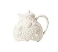 Théière à passoire en verre, bouilloire eau porcelaine os gaufré motif floral vintage, cafetière rétro for fête, hôtel, maison de thé