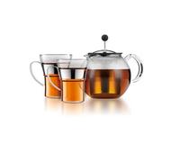 Bodum Théière à piston ASSAM SET 1.0 l – couvercle et filtre inox + 2 tasses 0.35 l