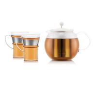 Bodum - ThÃ©iÃ¿re Ã piston avec filtre inox 1l Assam avec 2 tasses en verre 0,35 l - Blanc