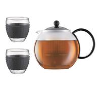 Théière à piston - BODUM - CHAMBORD SET - 1.0 l avec couvercle, anse, filtre plastique + 2 verres 0.35 l