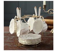 Théière Asiatique Ensemble De Tasse À Thé En Céramique Simple Café Européenne Et Soucoupe Avec Support Métal Pour La Maison Maison Service à Thé(13 Pieces)