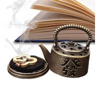 Théière avec brûleur d'encens - Porte-encens de méditation en de zinc, décoration Zen | Outil d'aromathérapie pour le yoga spa, se vante de détente Home Office Room Tea House Bureaux