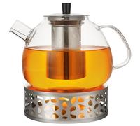 Theiere Avec Infuseur 1,6 litre, Theiere Verre Chauffant Transparent avec Filtre Amovible en Acier Inoxydable, Adapté au thé Parfumé, thé Vert, thé Noir, thé Aux Fruits (Théière avec base chauffante)