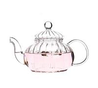Théière avec infuseur 600 ml en forme de citrouille rayée en forme de fleur Théière avec infuseur Feuille de thé Herbal Chauffage en verre Pot à fleurs Théière