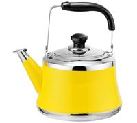 Théière avec infusion, bouilloire sifflante avec poignée ergonomique pliable, théière en acier inoxydable pour plaque de cuisson, cuisinière à induction, cuisinière à gaz (jaune, 1L)