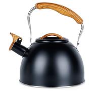 Théière avec sifflet en acier inoxydable - VILDE - 2,5L - Noir mat - Poignée soft touch - Fond akutermique