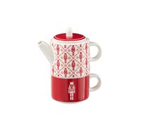 Théière avec tasse en céramique rouge 28.5x9.5x18.5 cm J-Line