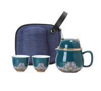 Théière avec tasses en porcelaine résistante aux chocs | Ensemble de tasses à thé compactes, empilables, légères et portables, passent au lave-vaisselle pour les voyages