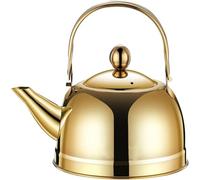 Théière, bouilloire, à thé avec infuseur, marmite eau de camping en acier inoxydable, vintage for cuisinière gaz, électrique, ébullition rapide et poignée pliante, doré(1.2L)