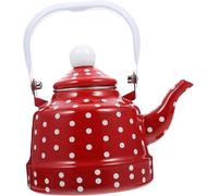 Théière, bouilloire, à thé en émail, pot pois sur la cuisinière, pichet boisson vintage, for le camping, maison, cuisine, restaurant(LRed1.1L)