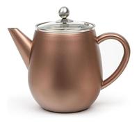 Théière - BREDEMEIJER - Modèle à double paroi - 1,1 l - Acier inoxydable marron - Couvercle en verre