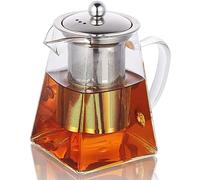 Théière carrée en verre avec infuseur, théière transparente en verre borosilicate facile à nettoyer pour cuisinière, théière en verre pour floraison, thé en vrac (550 ml)