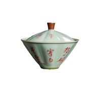 Théière chinoise en céramique avec poèmes écrits à la main - Rouge - 100 ml