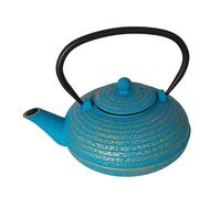 Théière chinoise en métal Fonte de 1 litre de belle couleur Bleu doré 20x16x10cm