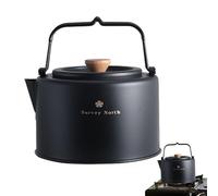 Théière de camp, cafetière, bouilloire à thé de camping - Bouilloire à café de camping 1L en acier inoxydable | Bouilloire portative extérieure pour la randonnée sur la cuisinière, la randonnée, avec