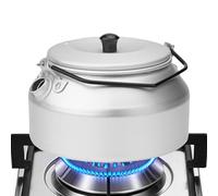 Théière de camping - métallique léger, base de chauffage rapide, conception sûre du couvercle avec ouverture vapeur | Accessoire d'ustensiles de cuisine pour cuisinière à gaz brûleur spirituel