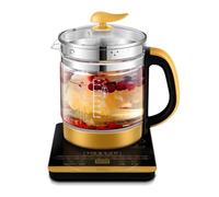 Théière de santé multifonctionnelle entièrement Automatique de 1,8L, théière en Verre pour Fleurs, théière Intelligente à Fonction séparée, Bouilloire de Bureau, cuiseur électrique (Gold)