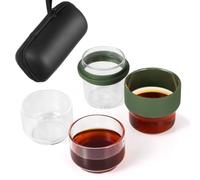 Théière de voyage en verre, comprend 2 tasses à thé et infuseur, coffret cadeau compact pour les amateurs de thé