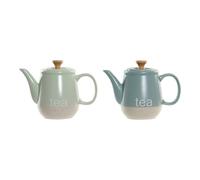 Théière DKD Home Decor 8424001793235 Bleu Vert Grès 1 L 22,5 x 12 x 16,5 cm [