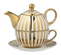 Théière égoïste lignée doré et blanc en porcelaine