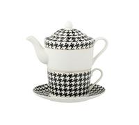 Théière égoïste pied-de-poule en porcelaine