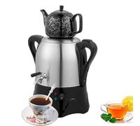 Théière électrique 2000 W, Samovar électrique, Théière en acier inoxydable 3 L, Théière en céramique 1 L, Arrêt automatique et protection contre l'ébullition à sec, avec fonction maintien au chaud