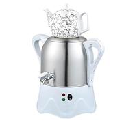 Théière électrique avec fonction de maintien au chaud, design à 2 niveaux avec bouilloire en acier inoxydable et théière en céramique pour café et thé