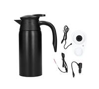 Théière électrique de 800ml, grande capacité, isolation Portable, chauffe-eau, bouilloire pour voiture, voyage, Camping, acier inoxydable, 12/24V, universelle (12V/24V Miyi noir mat livré avec socle)