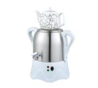 Théière électrique turque 2000 W, théière en acier inoxydable 3 L, théière en céramique 1 L, bouilloire électrique samovar avec fonction maintien au chaud, théière en porcelaine(White)
