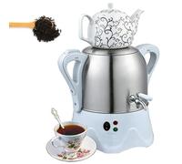 Théière électrique turque 2000W, samovar en acier inoxydable de 3L avec théière en céramique de 1L et fonction maintien au chaud, arrêt automatique pour utilisation à domicile, cadeau white