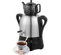 Théière électrique turque, Samovar de 3 L avec fonction maintien au chaud, théière en acier inoxydable et théière en céramique de 1 L pour café, thé parfumé