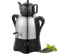 Théière Électrique Turque, Samovar en Acier Inoxydable 1800W avec Théière en Céramique 1L, Bouilloire Électrique 3L Chauffe Eau Distributeur de Thé, Fonction Maintien au Chaud pour Thé Arabe & black
