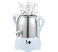 Théière électrique turque, Samovar en acier inoxydable de 3 L avec fonction maintien au chaud et théière en céramique de 1 L pour thé turc, café, thé parfumé
