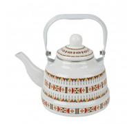 Théière Émaillée Bouilloire Cafetière Carafe Distribution Douce Grâce au Bec Long Poignée Isolée pour Sécurité Couvercle, 1.1L, style to 2