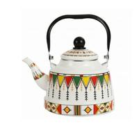 Théière Émaillée Bouilloire Cafetière Carafe Distribution Douce Grâce au Bec Long Poignée Isolée pour Sécurité Couvercle, 1.1L, style to 1