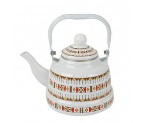 Théière Émaillée Bouilloire Cafetière Carafe Précis avec Bec Incliné et Poignée Arquée Couvercle avec Bouton Isolant, 1.1L, style to 2
